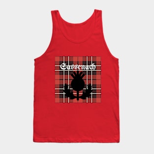 Sassenach with red plaid and thistle design Tank Top